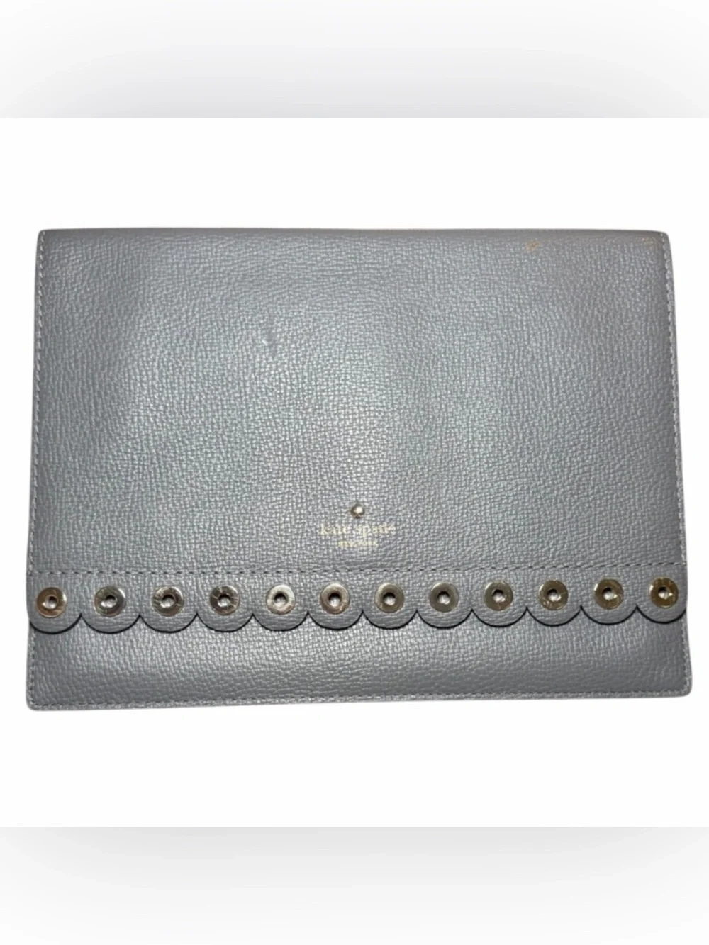 Kate Spade Paloma Road‎ Mallo Leather Scalloped Envelope Clutch in Grey Y2K